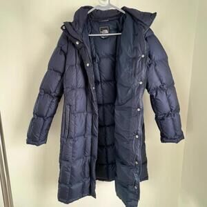 Women's Navy The North Face Long Puffer Jacket - Size Large